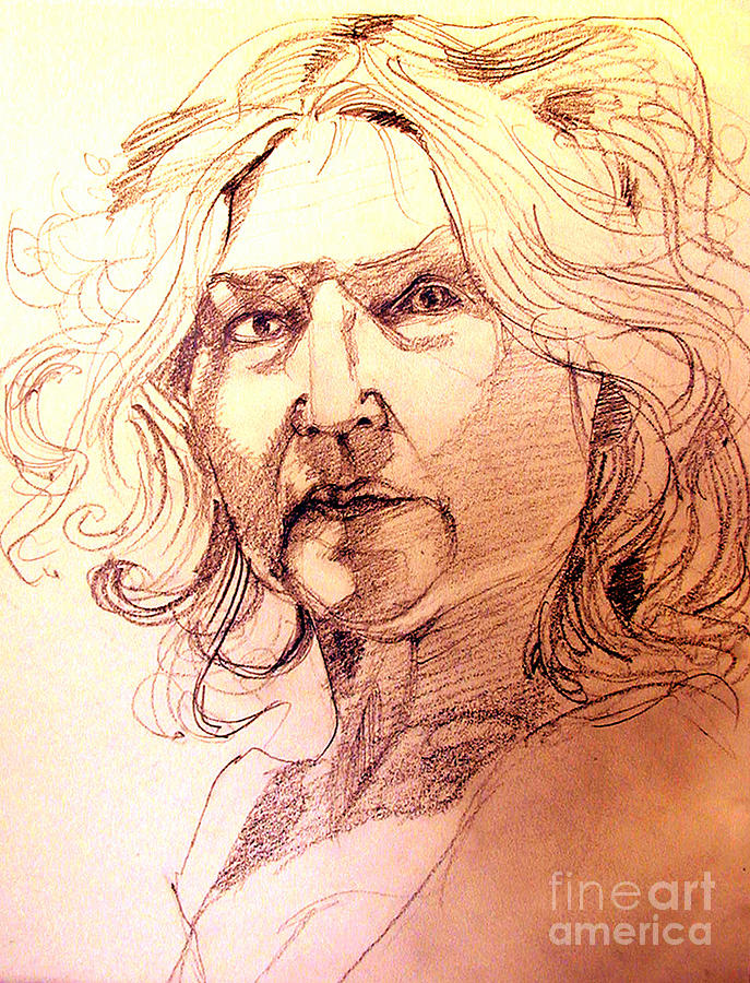 Life Drawing Sepia Portrait Sketch Medusa Drawing by Greta Corens