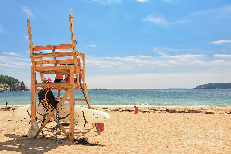 Life Guard Chair Sand Beach Acadia Photograph by Elizabeth Dow