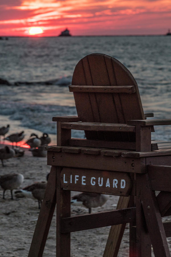 Life Guard Sunset Lake Erie  Photograph by John McGraw