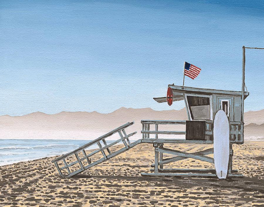 Sunset Painting - Life Guard Tower by Andrew Palmer