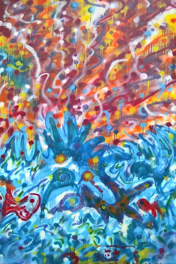 Fish Painting - Life Ignition MURAL v2 by Julia Woodman