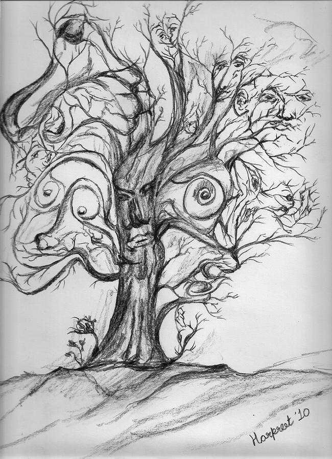 Tree Painting - Life in a life by Harpreet Singh