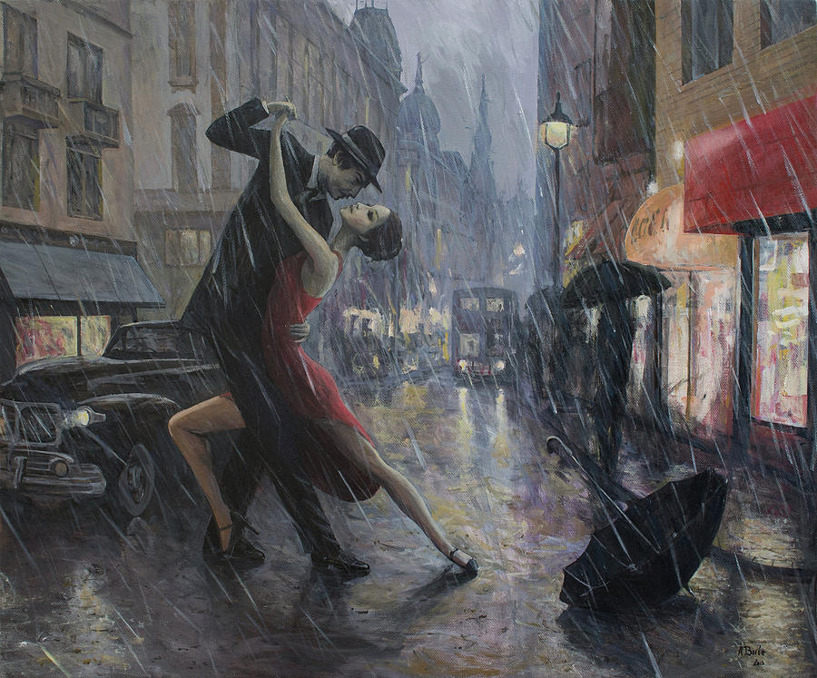 Life is a Dance in The Rain Painting by Adrian Borda