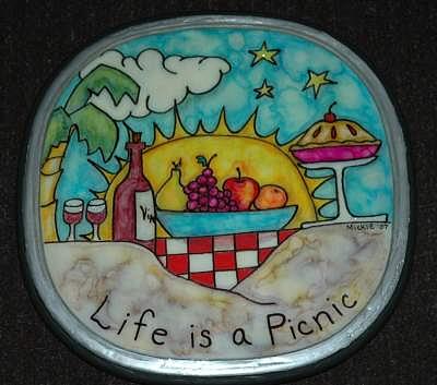 Sunshine Mixed Media - Life is a Picnic Lazy Susan by Mickie Boothroyd Sunshine Mixed Media - Life is a Picnic Lazy Susan by Mickie Boothroyd