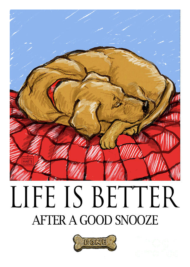 Labrador Retriever Mixed Media - Life Is Better After A Good Snooze Greeting Card by Kathleen Harte Gilsenan
