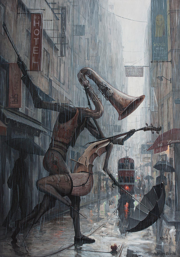 Life is  dance in the rain Painting by Adrian Borda