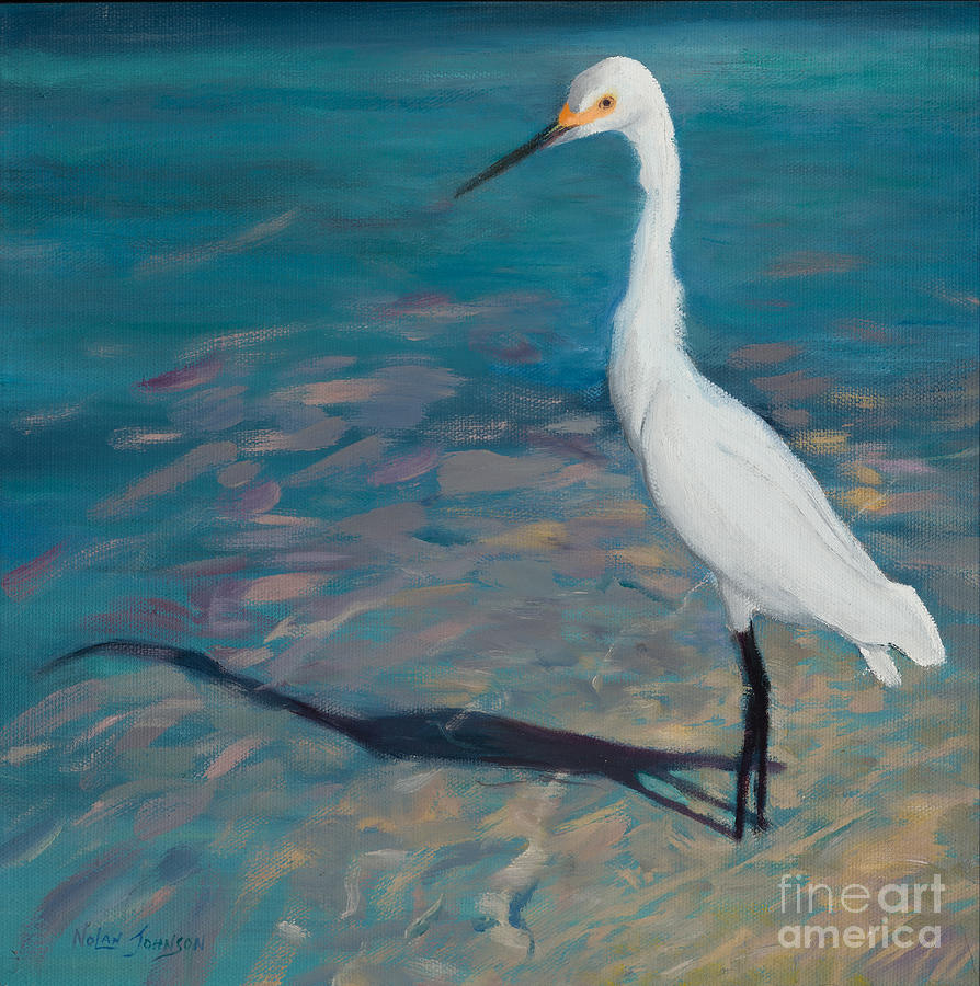 Egret Painting - Life Is Good by Marilyn Nolan- Johnson by Marilyn Nolan-Johnson