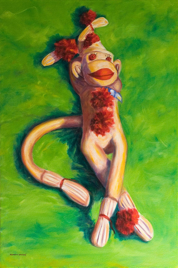 Life Is Good Sock Monkey Painting by Shannon Grissom