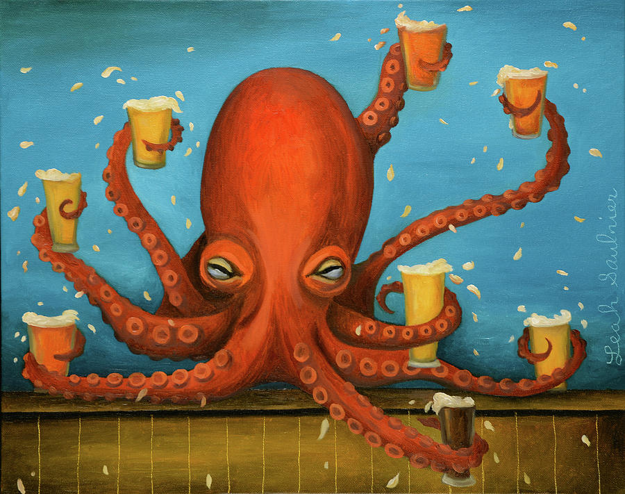Octopus Painting - Life Of The Party by Leah Saulnier The Painting Maniac
