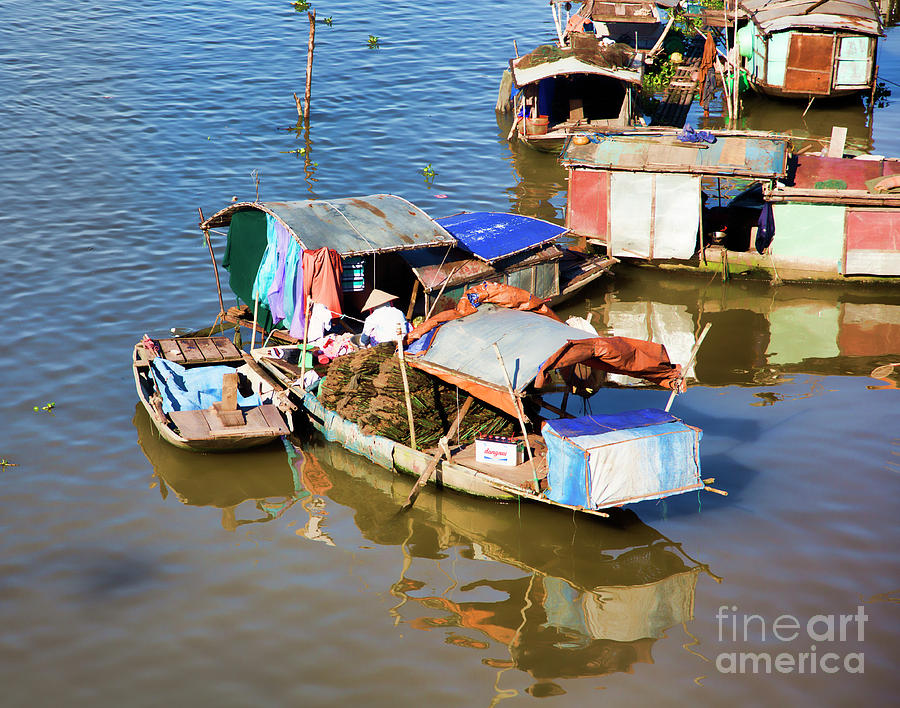 Vietnam Photograph - Life on Red River Hanoi  by Chuck Kuhn