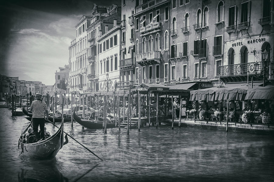 Life On The Grand Canal in Black and White  Photograph by Carol Japp