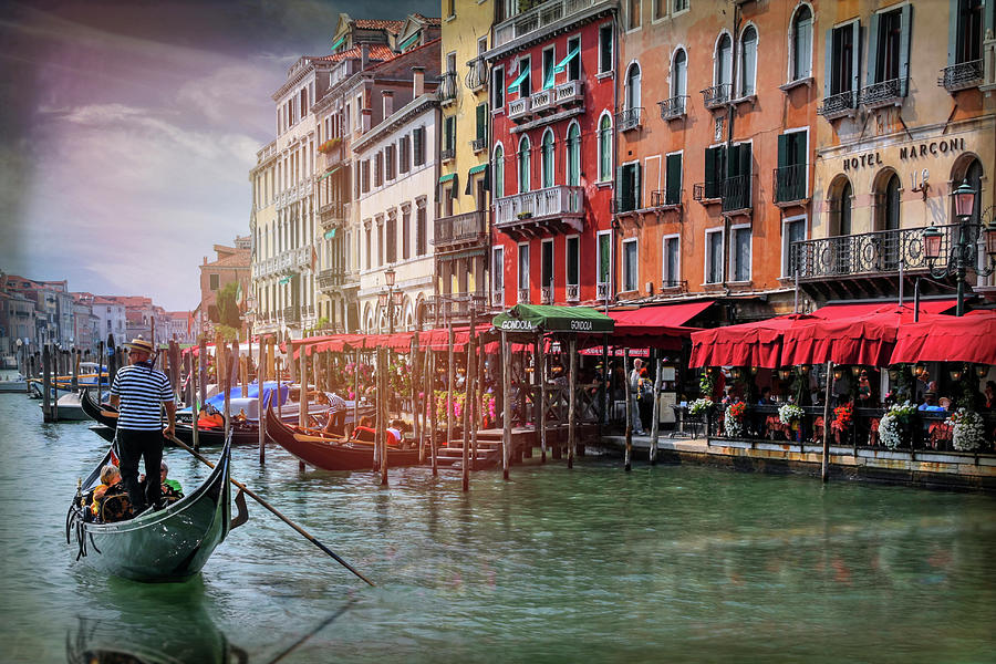 Vintage Photograph - Life on The Grand Canal Venice Italy  by Carol Japp