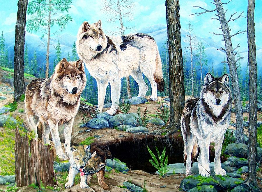 Grey Wolves Painting - Life on the Ridge by Patti Gilley
