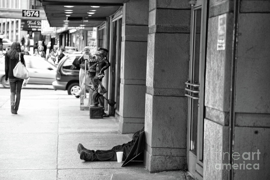Life on the Streets of NYC Black W Photograph by Chuck Kuhn