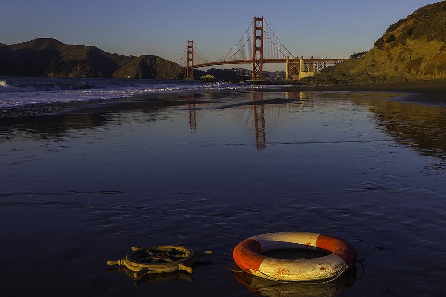 San Francisco Photograph - Life Ring And Ships Wheel by Garry Gay