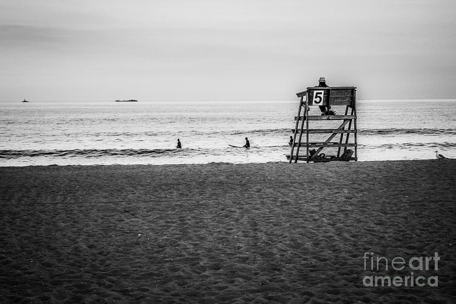 Lifeguard Number 5 Black And White Photograph