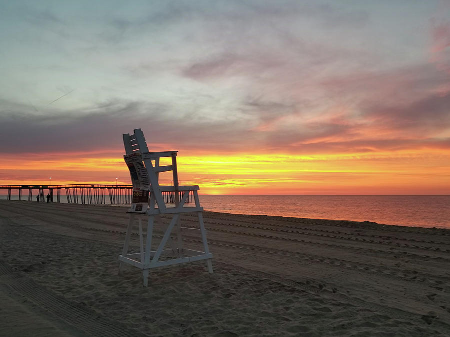 Lifeguard Stand on the Beach at Sunrise Photograph by Robert Banach
