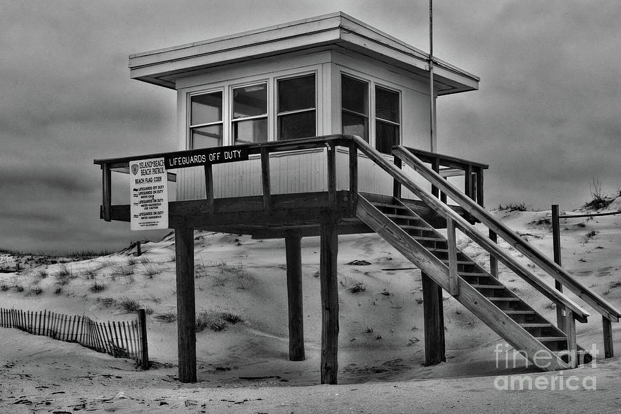 Lifeguard Station 2 in black and white Photograph by Paul Ward