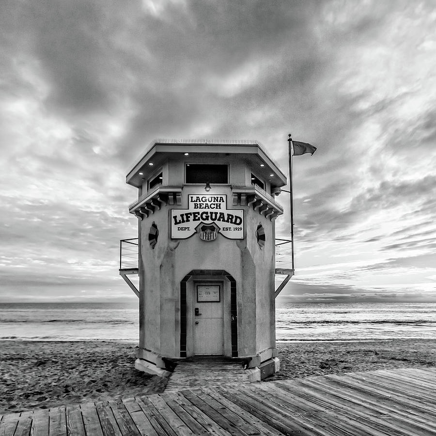 Lifeguard station in black and while Photograph by Cliff Wassmann