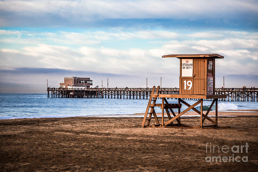 Newport Beach Photograph - Lifeguard Tower and Newport Pier Newport Beach California by Paul Velgos
