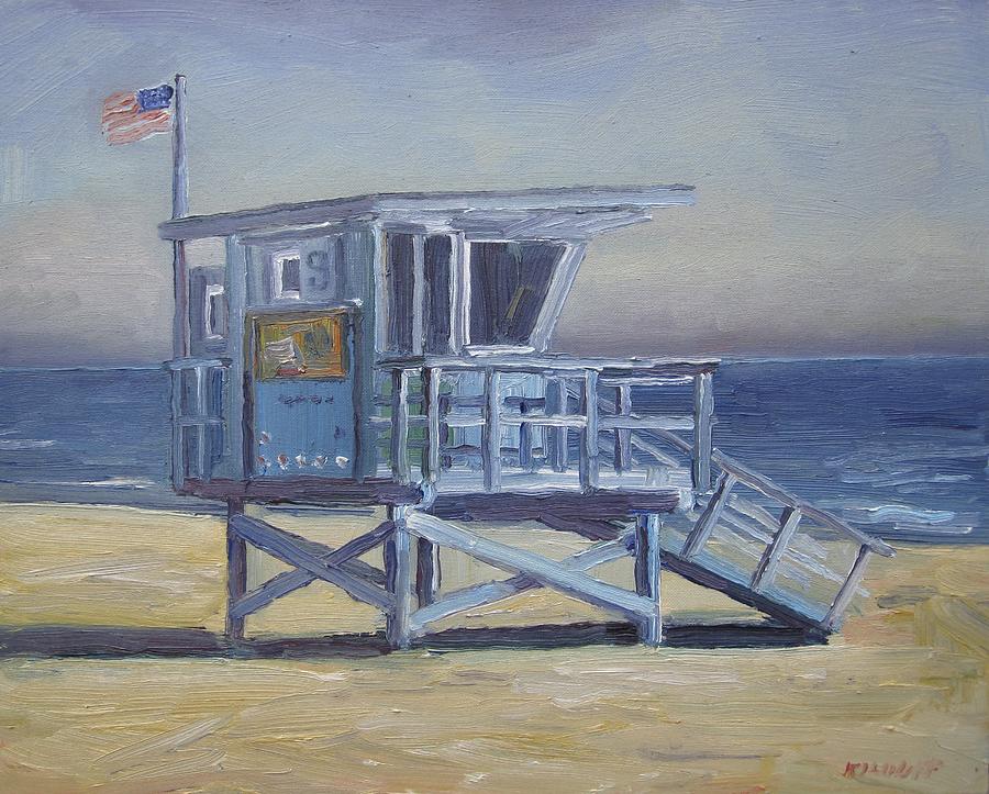 Beach Painting - Lifeguard Tower by John Kilduff