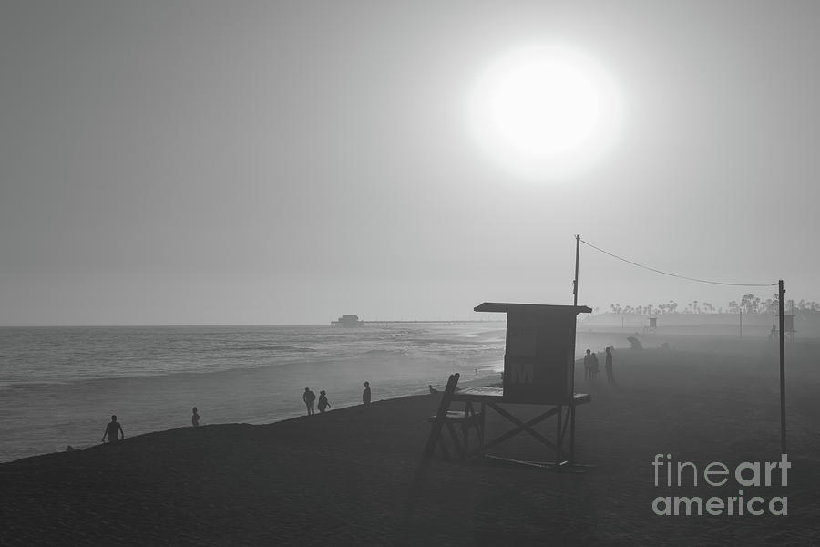 Lifeguard Tower M Black and White Photo in Newport Beach CA Photograph by Paul Velgos