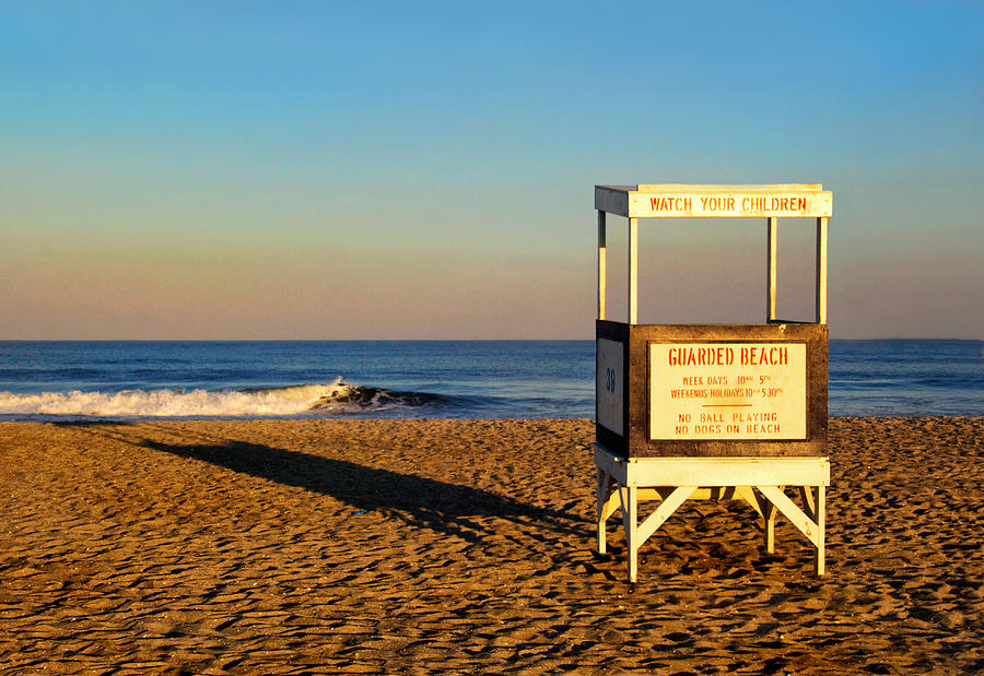 Sunset Photograph - Lifeguard Stand at Ocean City NJ by Carolyn Derstine
