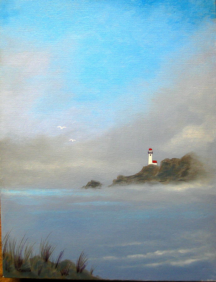 Seascape Painting - Lifing  Fog by Shasta Eone