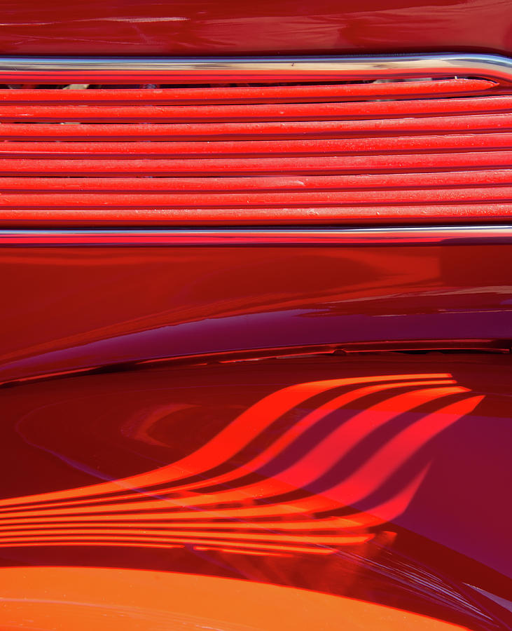 Light And Shadows On Red Hot Rod Photograph by Gary Slawsky