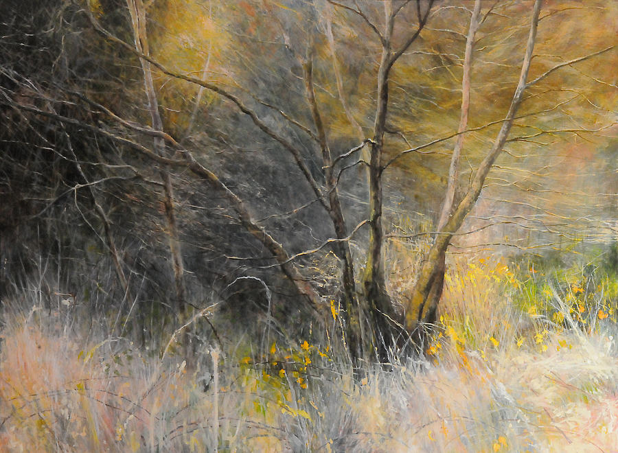 Light behind trees. Painting by Harry Robertson
