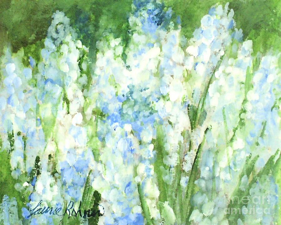 Light Blue Grape Hyacinth. Painting by Laurie Rohner