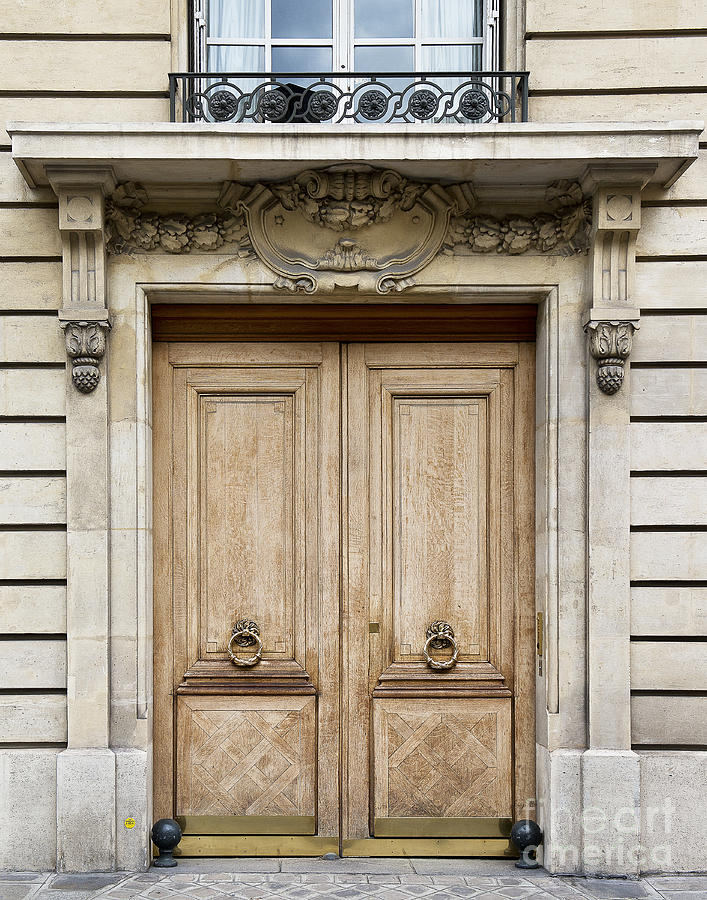 Light brown Paris door with knockers Photograph by Ivy Ho