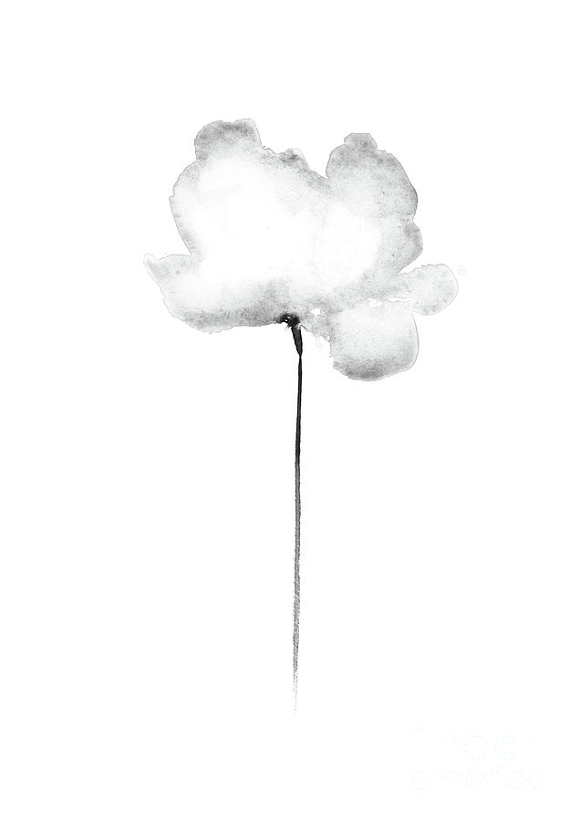 Light Grey Painting - Light grey cloud poppy, straight by Joanna Szmerdt