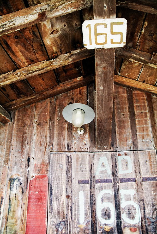Lamp Photograph - Light hanging inside an old wooden hut by Sami Sarkis