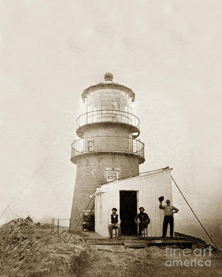 Lighthouse Photograph - Light-house at Farallon Island Pacific Ocean circa 1875 by Monterey County Historical Society