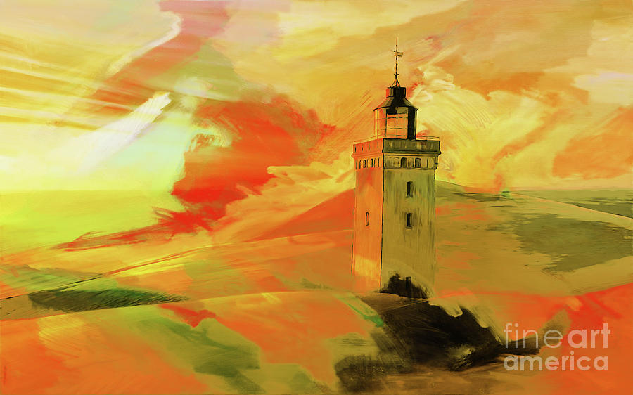 Light House In a Desert 08 Painting by Gull G