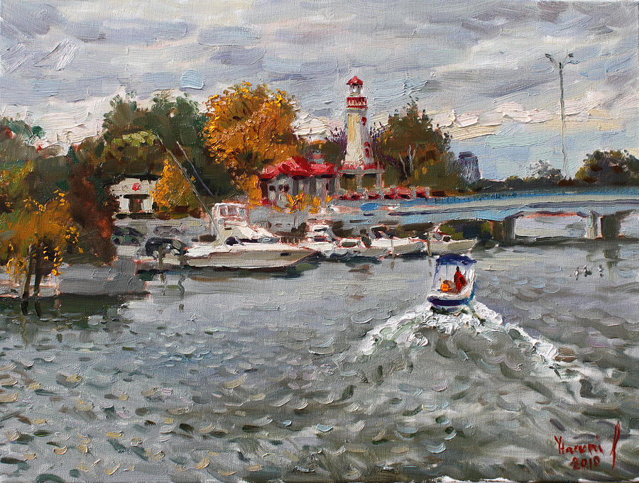 Fall Painting - Light House Mississauga by Ylli Haruni