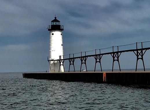 Light House on Lake Michigan in Manistee Michigan Photograph by Kenlynn Schroeder