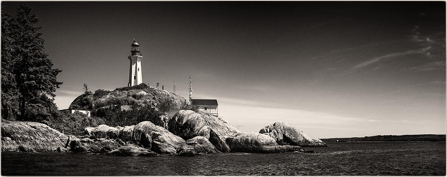 Light House on rocky Shore at Lighthouse Park Vancouver Photograph by Peter V Quenter