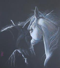 Horse Drawing - Light in the Barn by Janel Eaton