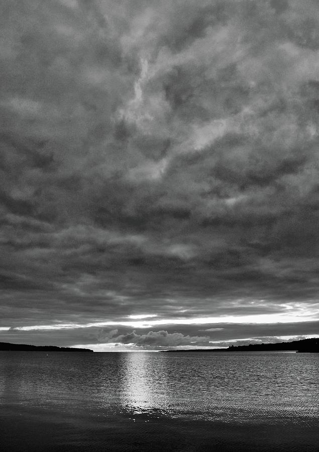 Light In The Clouds And Kempenfelt Bay BW  Photograph by Lyle Crump