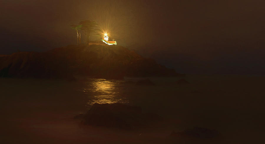 Lighthouse Painting - Light in the Dark by Daniel Hodac