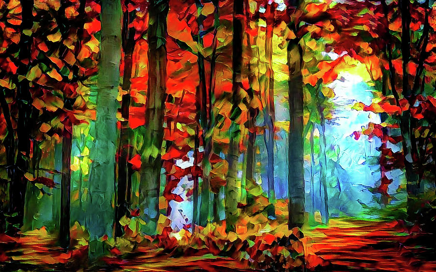 Light In The Woods 7 Mixed Media by Lilia D