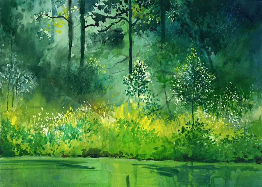 Light N Greens Painting by Anil Nene
