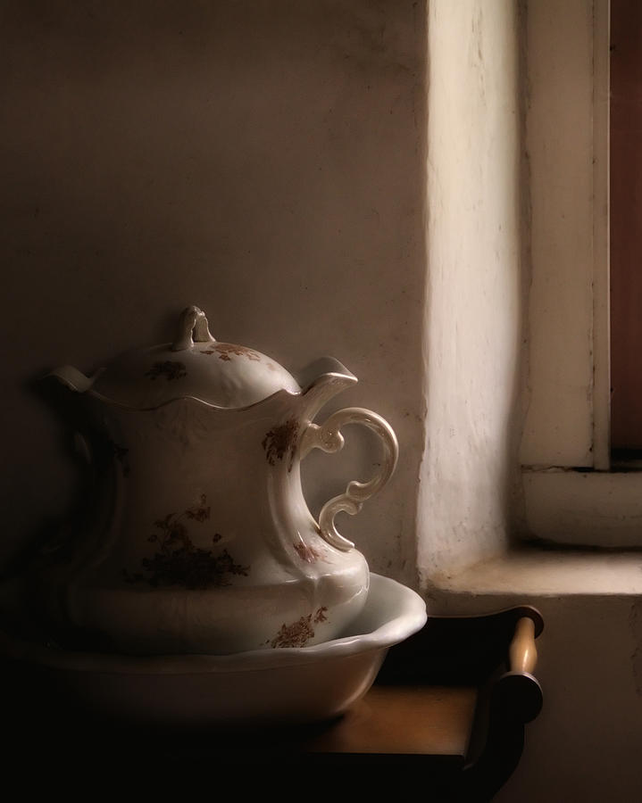 Light of Day - Antique Pitcher and Basin Photograph by Mitch Spence