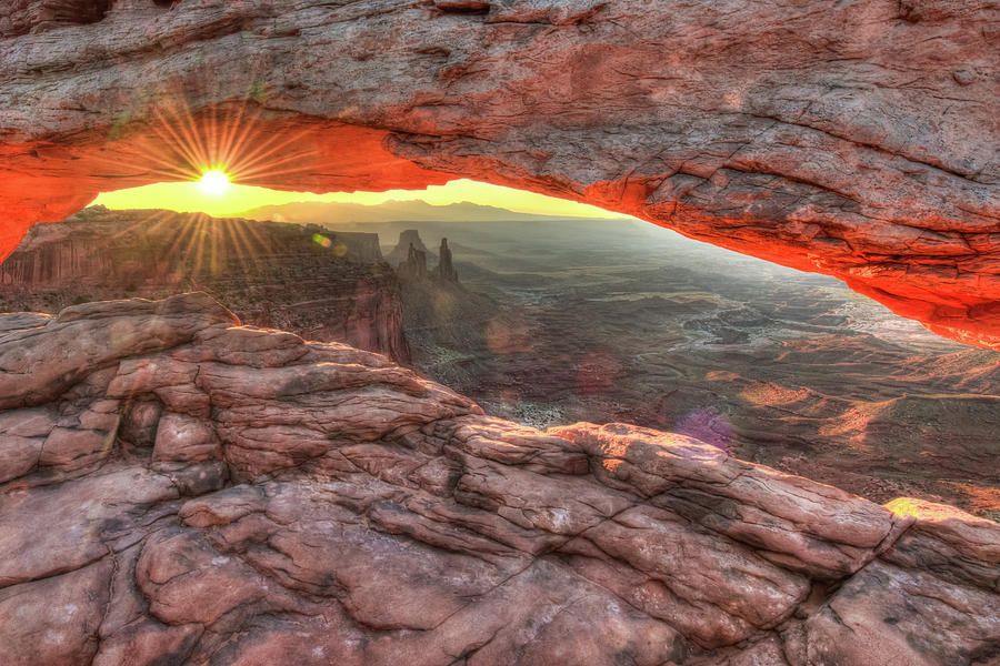 Mountain Photograph - Light of Day - Mesa Arch Sunrise Canyonlands NP by Gregory Ballos