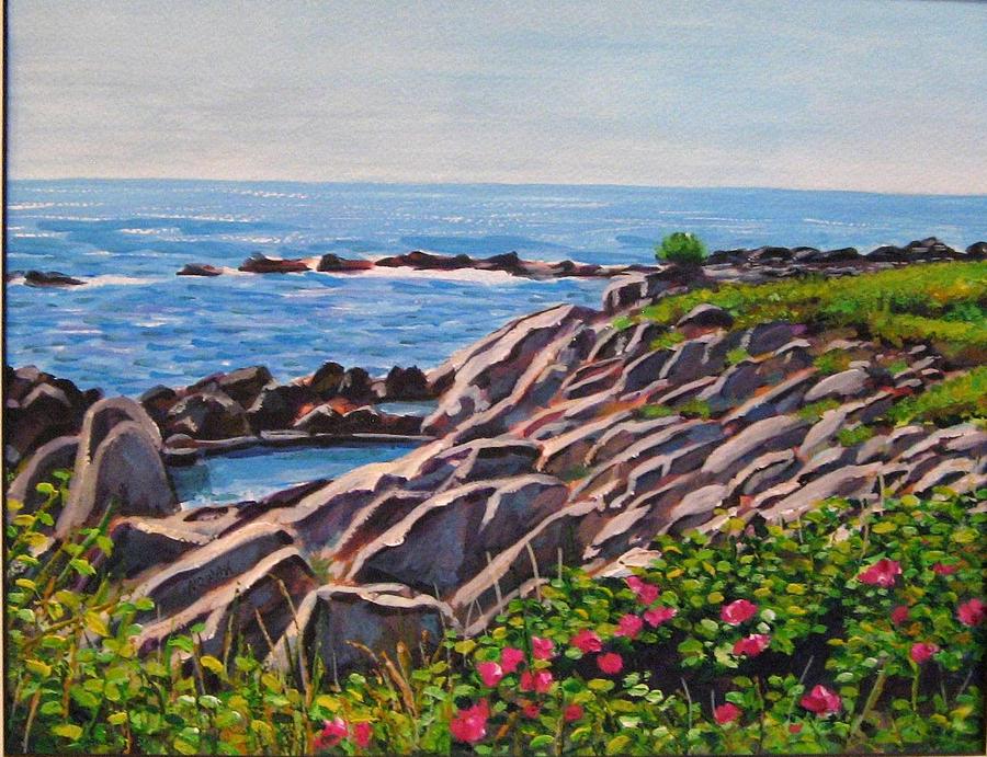 Light on Maine Rocks Painting by Richard Nowak