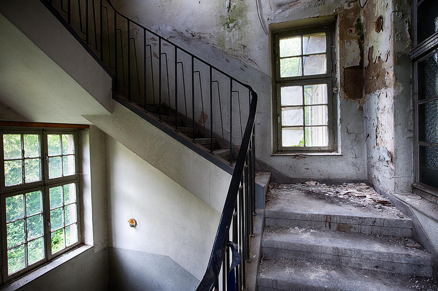 Light On The Stairs - Abandoned Buildings Photograph by Dirk Ercken