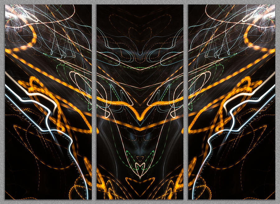 Light Painting Abstract Triptych #2 Photograph by John Williams