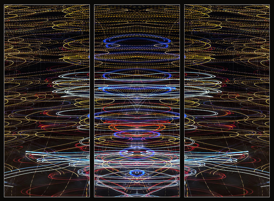 Light Painting Abstract Triptych #4 Photograph by John Williams